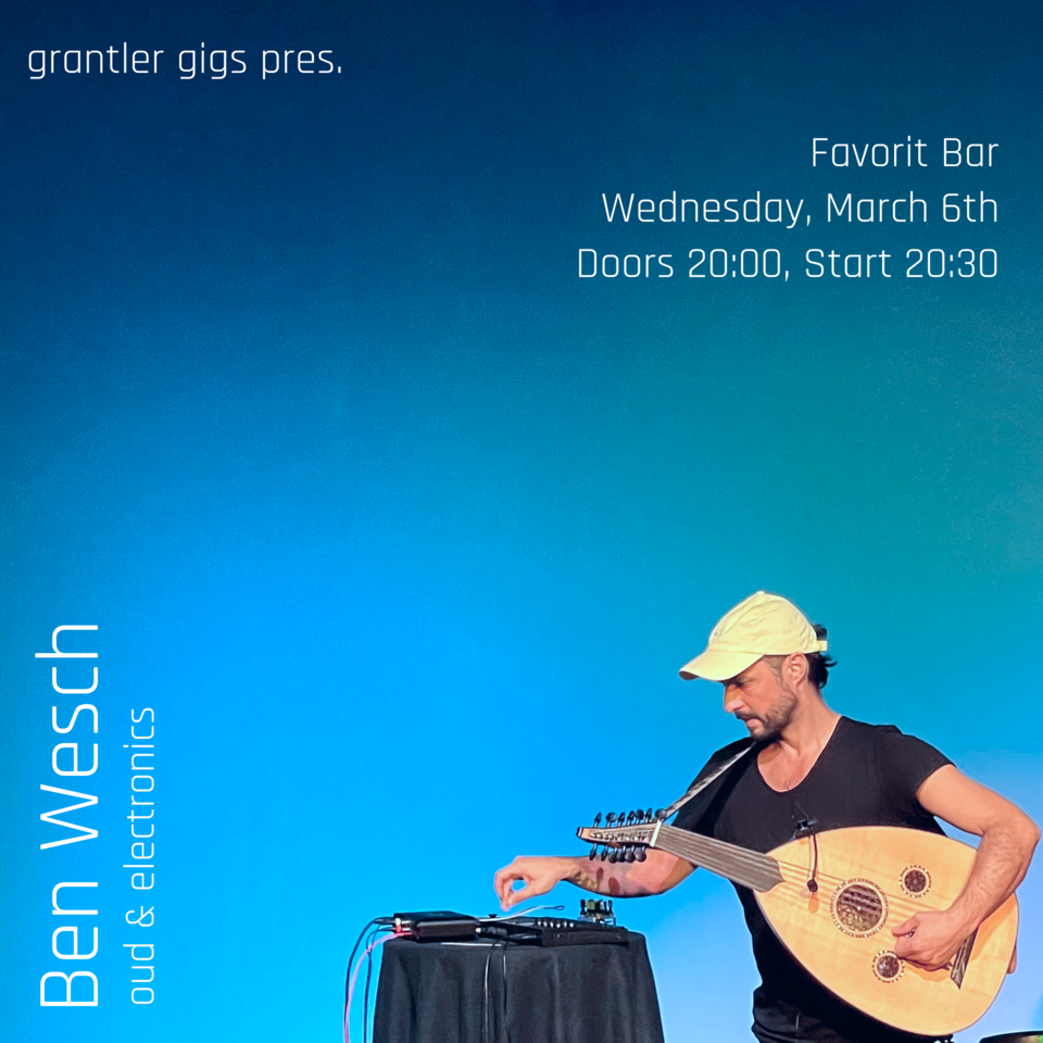 poster of the event showing the artist with his oud as well as date and location